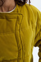 Women's Mustard Quilted Asymmetrical Closure Crop Coat Jacket - 3