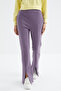 Lilac High Waist Front Slit Detailed Comfortable Form Women's Tracksuit Bottom with Side Pockets - 94625 - 4