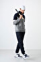 Gray Melange - Navy Blue Stand Collar Color Gradient Men's Tracksuit Set with Fleece Inside - 85186 - 4