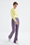 Lilac High Waist Front Slit Detailed Comfortable Form Women's Tracksuit Bottom with Side Pockets - 94625 - 3