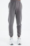 Dark Gray Lace-up Front Stitching Detailed Standard Mold Men's Tracksuit Bottom - 84994 - 2