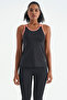Black Double Strap Back Detailed Standard Mold Women's Sports Undershirt - 97258 - 2
