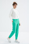 Sea Green High Waist Comfortable Form Basic Jogger Women's Tracksuit Bottom - 94624 - 3