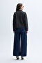 Women's Anthracite Polo Collar Buttoned Knitwear Cardigan - 2