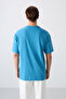 Petrol Blue Cotton Thick Soft Textured Oversize Fit Printed Men's T-Shirt - 88334 - 5