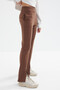Brown High Waist Front Slit Detailed Comfortable Form Women's Tracksuit Bottom with Side Pockets - 94625 - 7