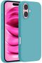 iPhone 16 Liquid Silicone Case with Microfiber Lining(Color Blue Green)