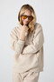 Beige Hooded Kangaroo Pocket Comfortable Fit Elastic Leg Women's Tracksuit Set - 95288 - 2