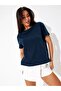 Women's Navy Blue 100% Cotton Crew Neck Basic T-Shirt - 5