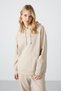 Beige Hooded Kangaroo Pocket Comfortable Fit Elastic Leg Women's Tracksuit Set - 95288 - 8
