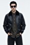 Men's Fur-Trimmed Collar Fur-Lined Slim-Fit Leather Jacket
