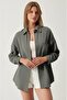 Women's Gray Oversize Linen Shirt - 3
