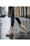 Jane Beige Zippered and Laced Leather Women's Heeled Boots - 2