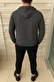 Men's Zippered Unlined Kangaroo Pocket Smoked Raincoat - 3