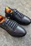 Navy Blue Leather Men's Sports - 7
