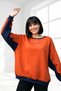 Women's Relaxed Fit Inside Sh Fleece-Lined O Oversized Truncu Color Slogan B Printed Sweatshirt