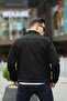 Men's Trend Polo Neck Slim Fit Denim Jeans Black Denim Jacket - 4