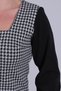 Women's White-Black Plaid Square Neck Long Sleeve Dress Arm-22Y001182 - 3