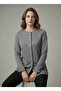 Dutse Women's Stylish Buttoned Round Neck Ottoman Jacket & Coat & Cardigan - Smoked