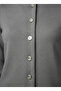 Dutse Women's Stylish Buttoned Round Neck Ottoman Jacket & Coat & Cardigan - Smoked - 3