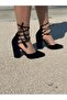 New Lace-Up Black Suede Heeled Shoes - 4