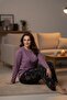 Women's Plus Size Long Sleeve Pajama Set Dusty Rose - 3