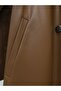 Leather Trench Coat with Belt and Side Pockets - Tan - 6