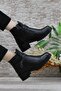 42836 Black Original Genuine Leather Fur Lined Non-Slip Sole Women's Boots - 7