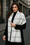 Women's Ecru Square Patterned Scarf - Shawl 70x180 Cm Sal1210 - 2