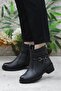 42829 Black Genuine Leather Women's Boots with Fur Inside and Non-Slip Sole - 6