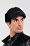 Men's Genuine Leather Black Hat - 3