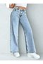 Women's Light Blue High Waist Wide Leg Denim Pants Jeans - 3