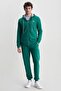 Luskin Green Shrink-Fit Cotton Printed Standard Fit Men's Sweatpants with Elastic Cuffs