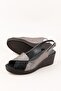 Women's Genuine Leather Casual Sandals Mik.2900 Black Platinum - 5