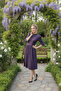 Knitted Wool Viscose Balloon Sleeve Gathered Dress Purple - 6