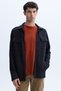Men's Navy Blue Striped Knitted Shirt Jacket