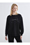 Black Crew Neck Stone Women's Thick Sweatshirt - 3