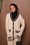 Women's Oversized Knitted V-Neck Cardigan Hijab Knitwear Set 1148 - 2