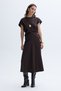 Women's Brown Pleated Detailed Sleeveless Midi Dress