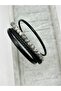 Genuine Leather Natural Stone Multi Men's Bracelet - 3