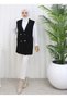 Bucket Pon Pon Fabric with Pocket Cover Crossbody Collar 4 Button Vest - 8