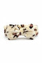Cream Color Leopard Printed Ribbon Figured Plush Spa Hair Band - 4