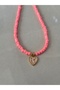 Pink Fimo Beaded Heart Necklace|#summer Necklace - 3