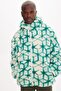 Hooded Collar Green - White Men's Sweatshirt Tc5087 - 5