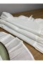 100% Cotton White Raw Linen Ruffled 4-Piece American Service Round 40 cm - 2