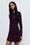 Rib-knit flared-skirt dress