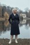 Navy Blue - 100% Cotton Long (110cm) Lined Women's Hijab Trench Coat 1111-Tes - 3