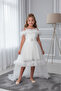 Tailed Tulle Style White Children's Evening Dress Waiterboy Aby231 - 2