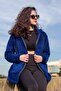 Women's Cobalt Blue Dark Blue Plush Thick Zippered Hooded Pocket Jacket 23KCKTMY50 - 7