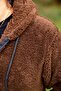 Women's Dark Brown Plush Thick Zippered Hooded Pocket Jacket 23Kcktmy50 - 8